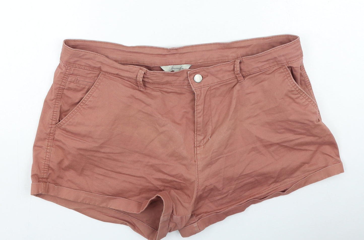 Peacocks Womens Pink Cotton Hot Pants Shorts Size 16 L5 in Regular Zip