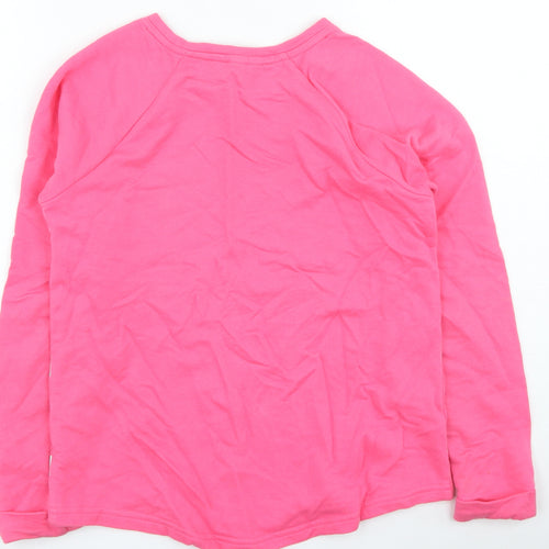Lands' End Girls Pink Spotted Cotton Pullover Sweatshirt Size 10-11 Years Pullover