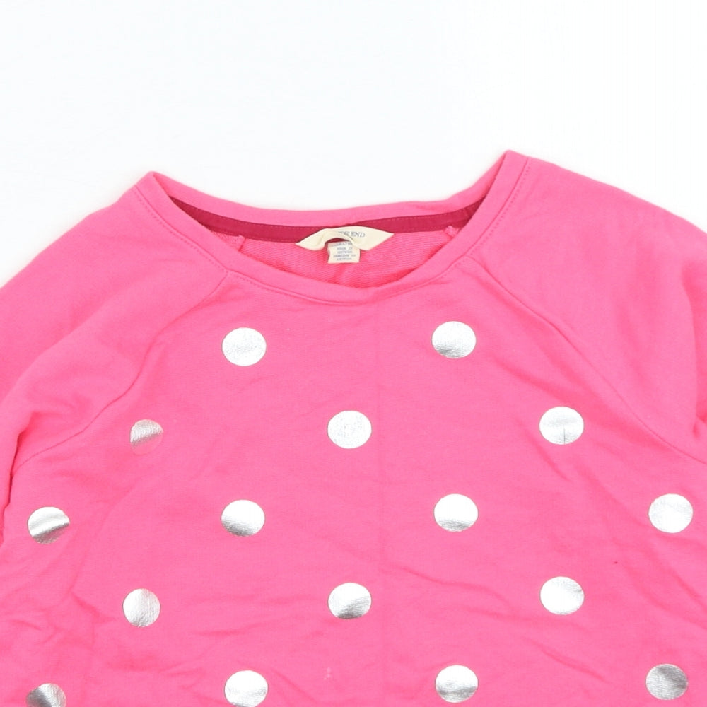 Lands' End Girls Pink Spotted Cotton Pullover Sweatshirt Size 10-11 Years Pullover