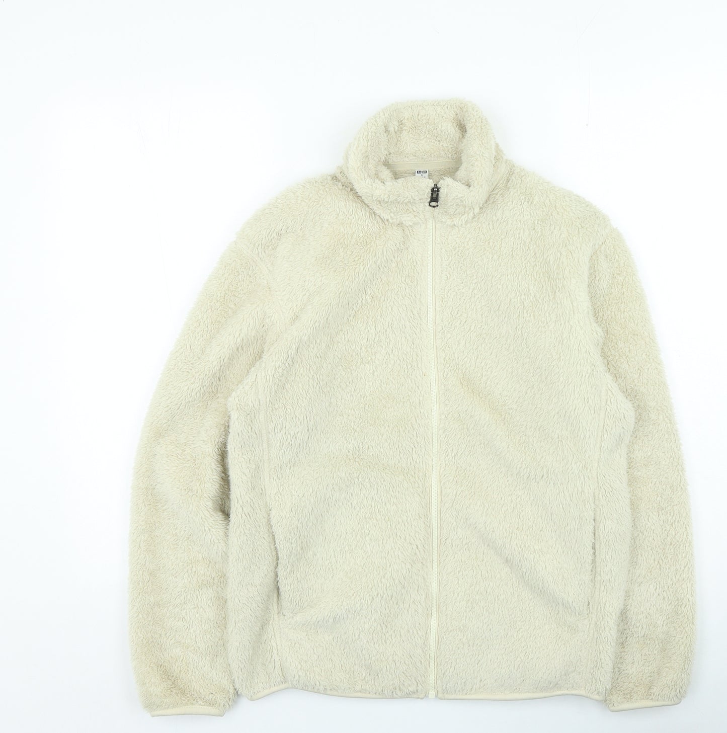 Preworn Womens Beige High Neck Polyester Full Zip Jumper Size S