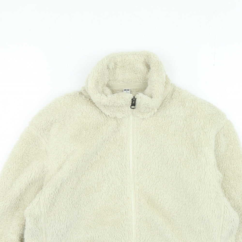 Preworn Womens Beige High Neck Polyester Full Zip Jumper Size S