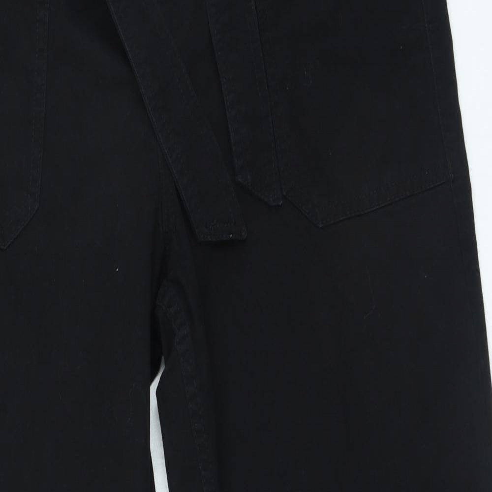 New Look Womens Black Cotton Straight Jeans Size 12 L25 in Regular Zip