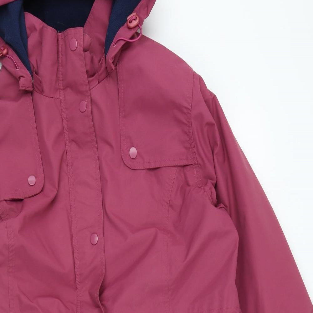 Amber Womens Pink Rain Coat Coat Size 14 Zip
