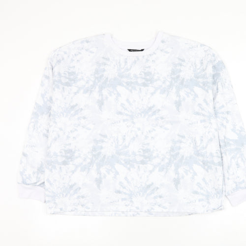Peacocks Womens White Geometric Polyester Pullover Sweatshirt Size L Pullover