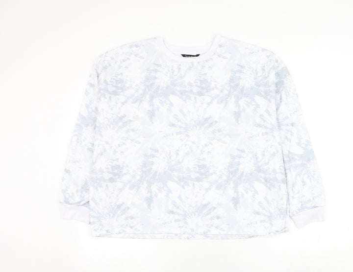 Peacocks Womens White Geometric Polyester Pullover Sweatshirt Size L Pullover
