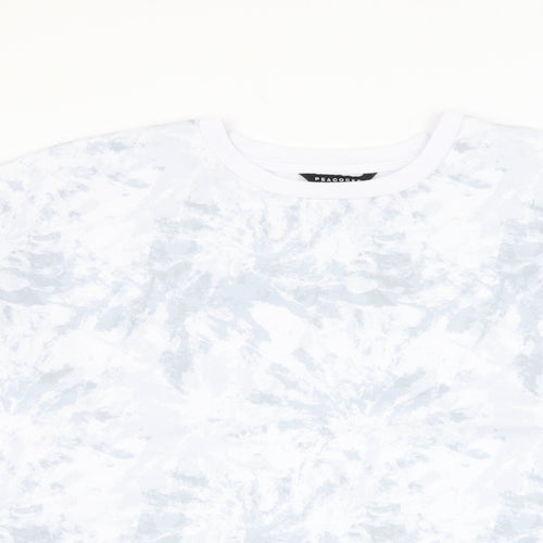 Peacocks Womens White Geometric Polyester Pullover Sweatshirt Size L Pullover