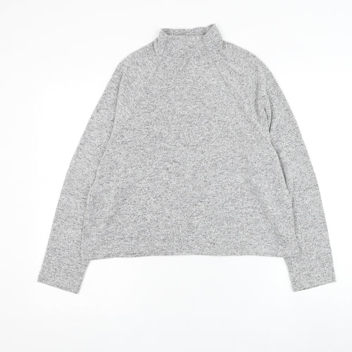 H&M Womens Grey Mock Neck Viscose Pullover Jumper Size S