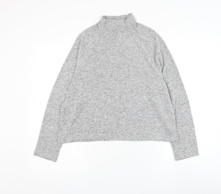 H&M Womens Grey Mock Neck Viscose Pullover Jumper Size S