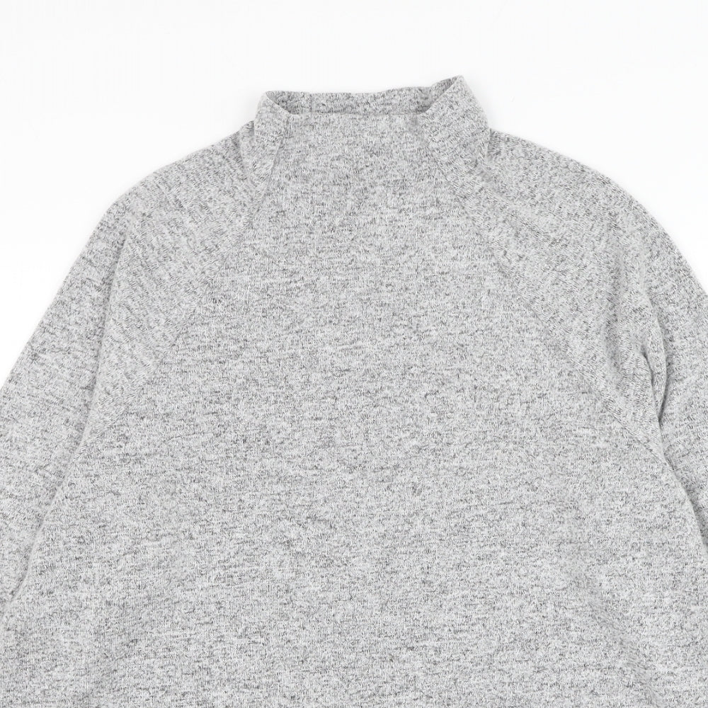H&M Womens Grey Mock Neck Viscose Pullover Jumper Size S