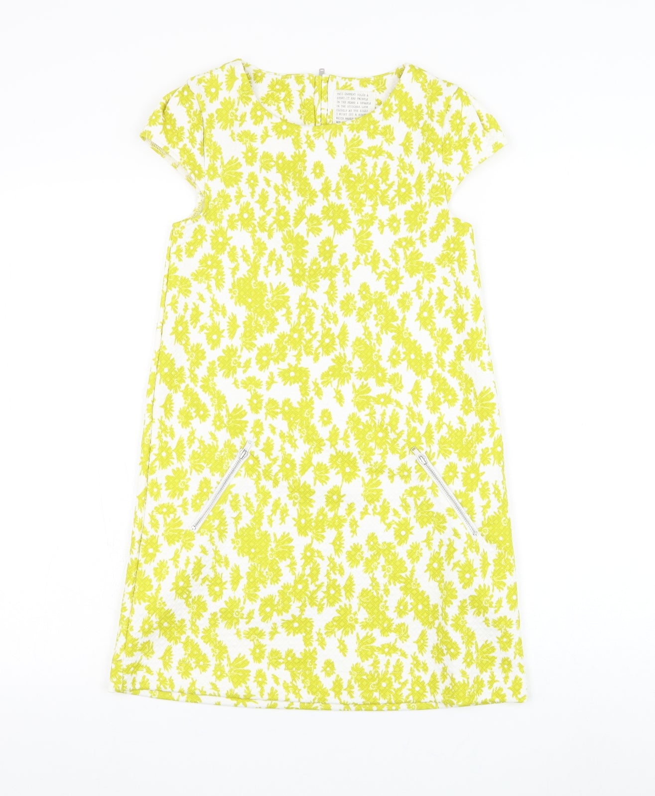NEXT Girls White Floral Polyester Shift Size 10 Years Round Neck Zip