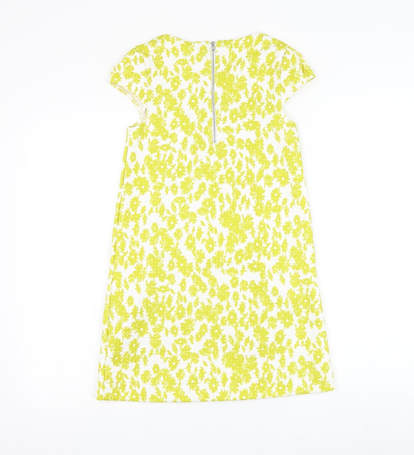 NEXT Girls White Floral Polyester Shift Size 10 Years Round Neck Zip