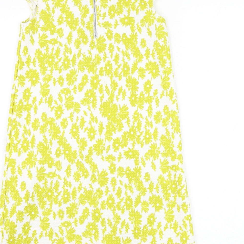 NEXT Girls White Floral Polyester Shift Size 10 Years Round Neck Zip
