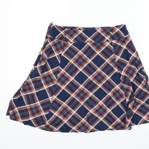 Papaya Womens Blue Plaid Viscose Skater Skirt Size 8 Zip