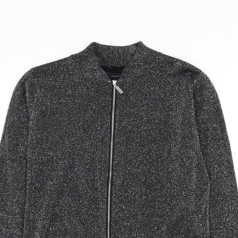 Atmosphere Womens Black Round Neck Viscose Full Zip Jumper Size 14