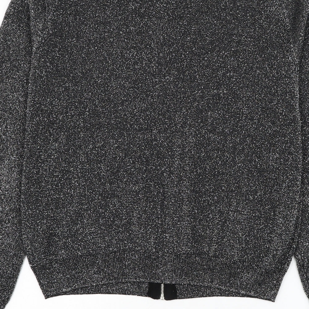Atmosphere Womens Black Round Neck Viscose Full Zip Jumper Size 14