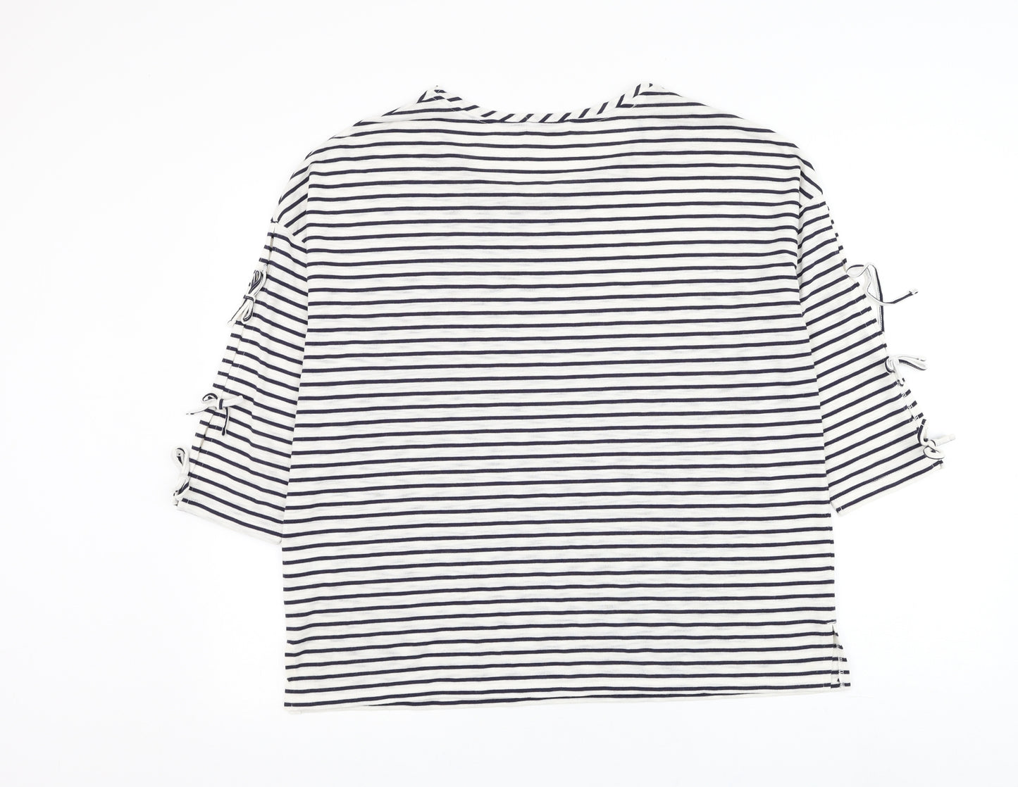 Papaya Womens White Round Neck Striped Polyester Pullover Jumper Size 18