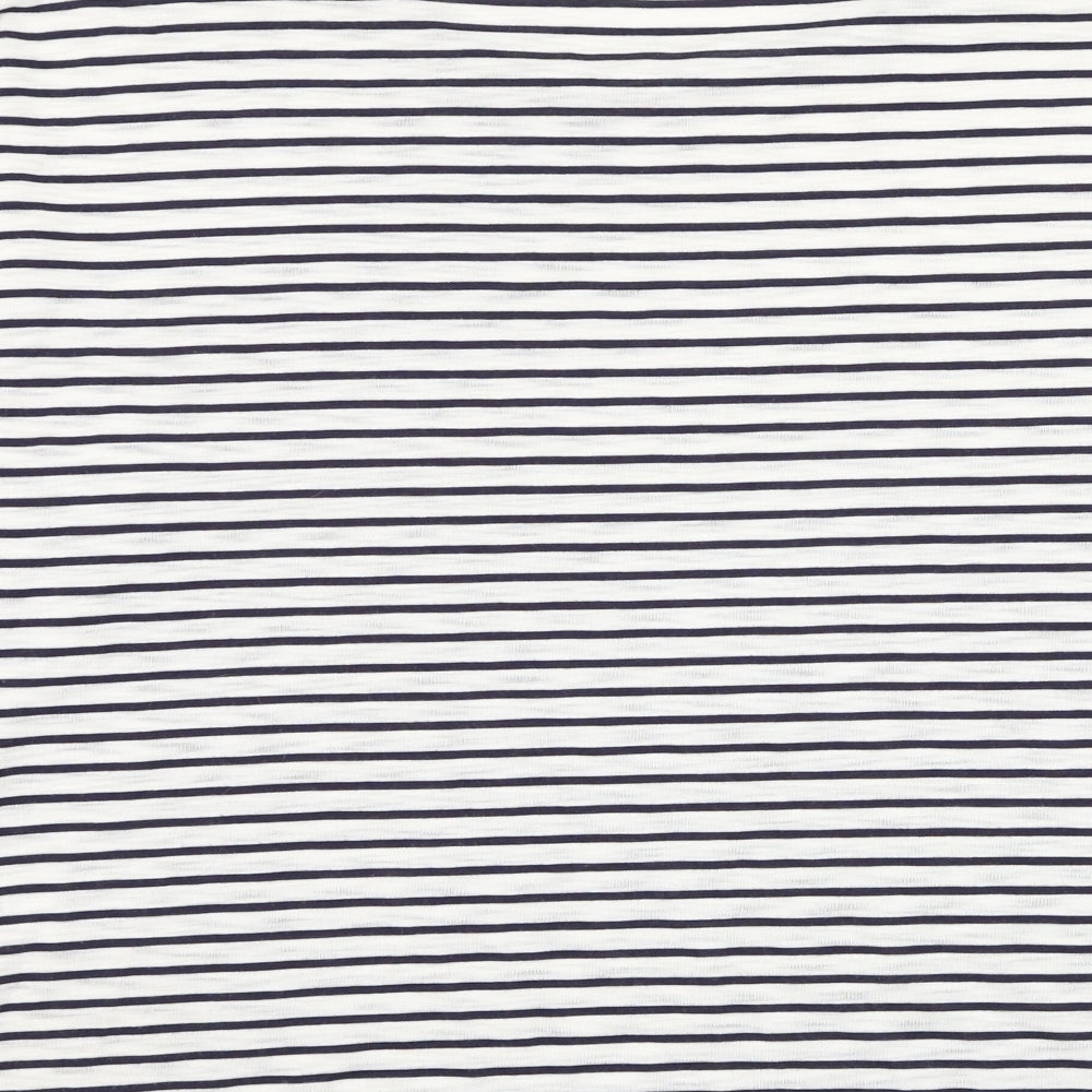 Papaya Womens White Round Neck Striped Polyester Pullover Jumper Size 18