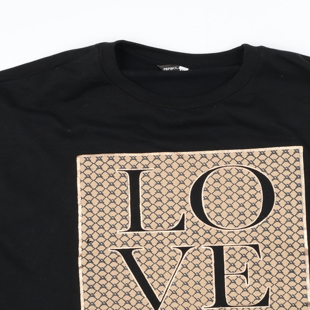 Pep&co Womens Black Cotton Pullover Sweatshirt Size XL Pullover - Love