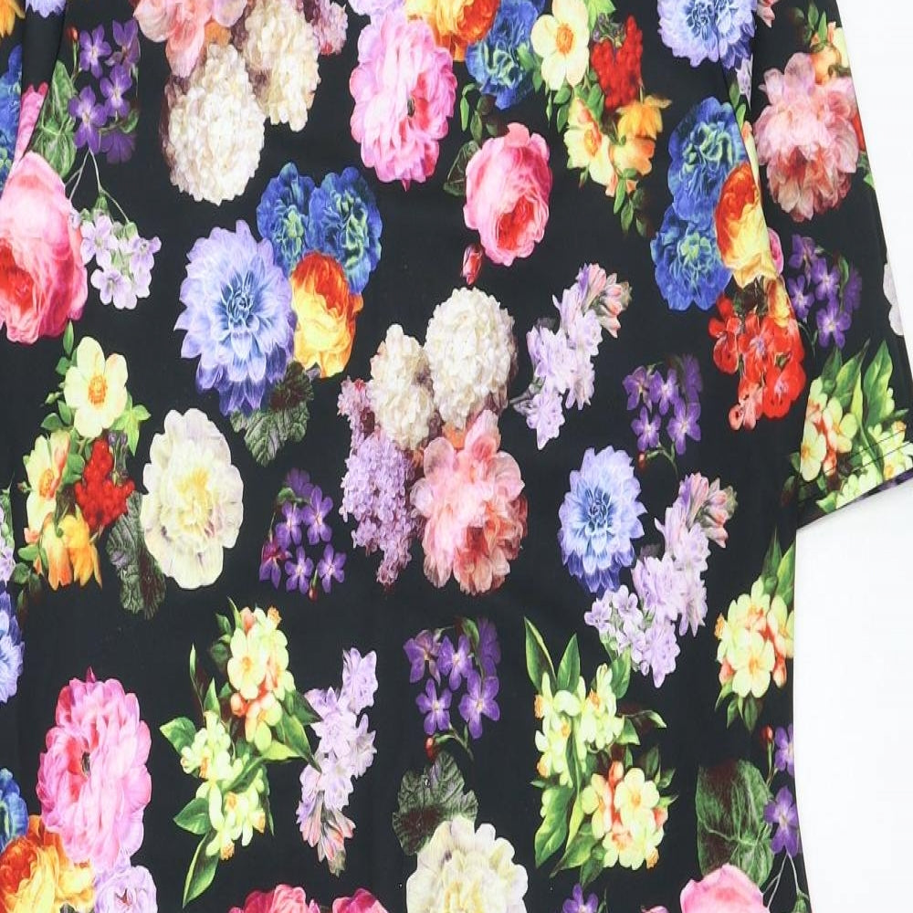 Papaya Womens Black Floral Polyester Bodycon Size 16 Round Neck Pullover