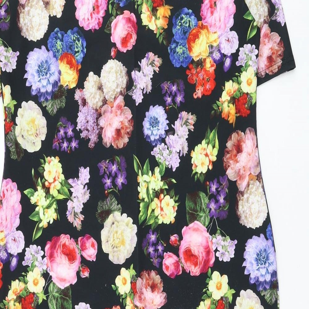Papaya Womens Black Floral Polyester Bodycon Size 16 Round Neck Pullover