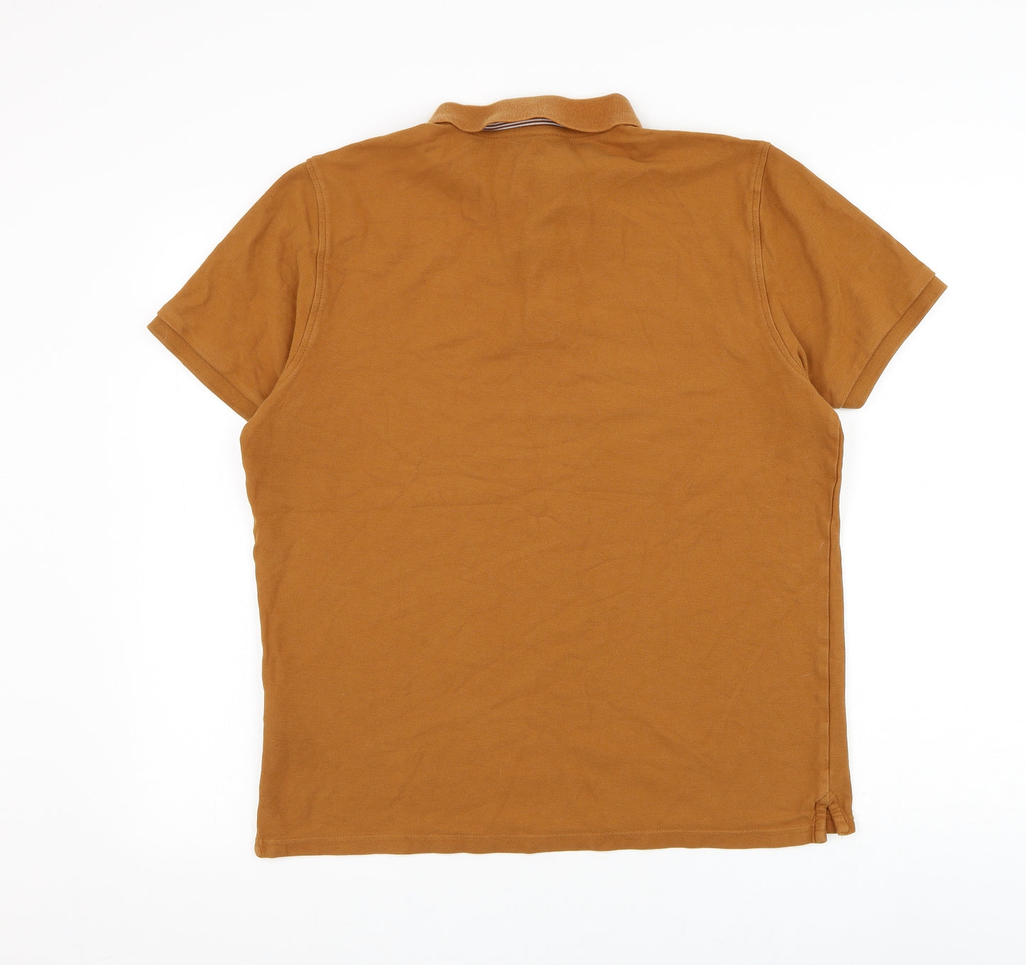 Marks and Spencer Mens Brown Cotton Polo Size L Collared Button