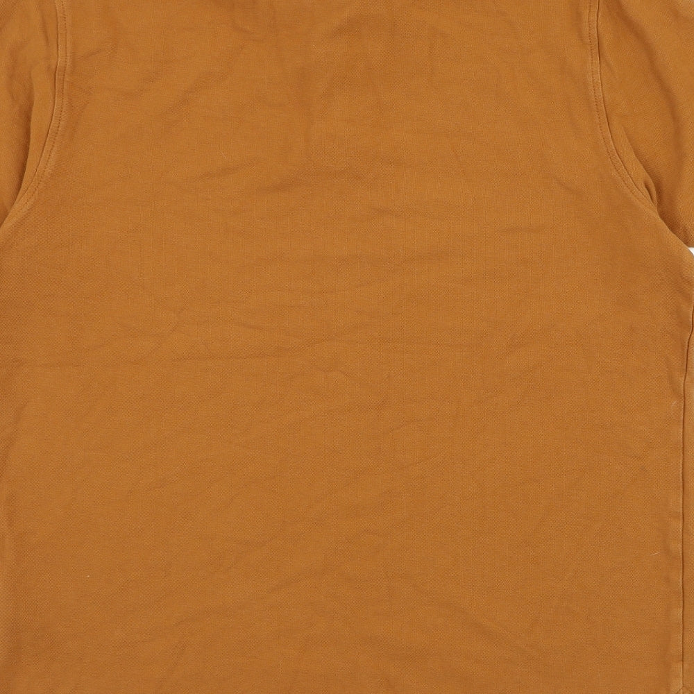 Marks and Spencer Mens Brown Cotton Polo Size L Collared Button