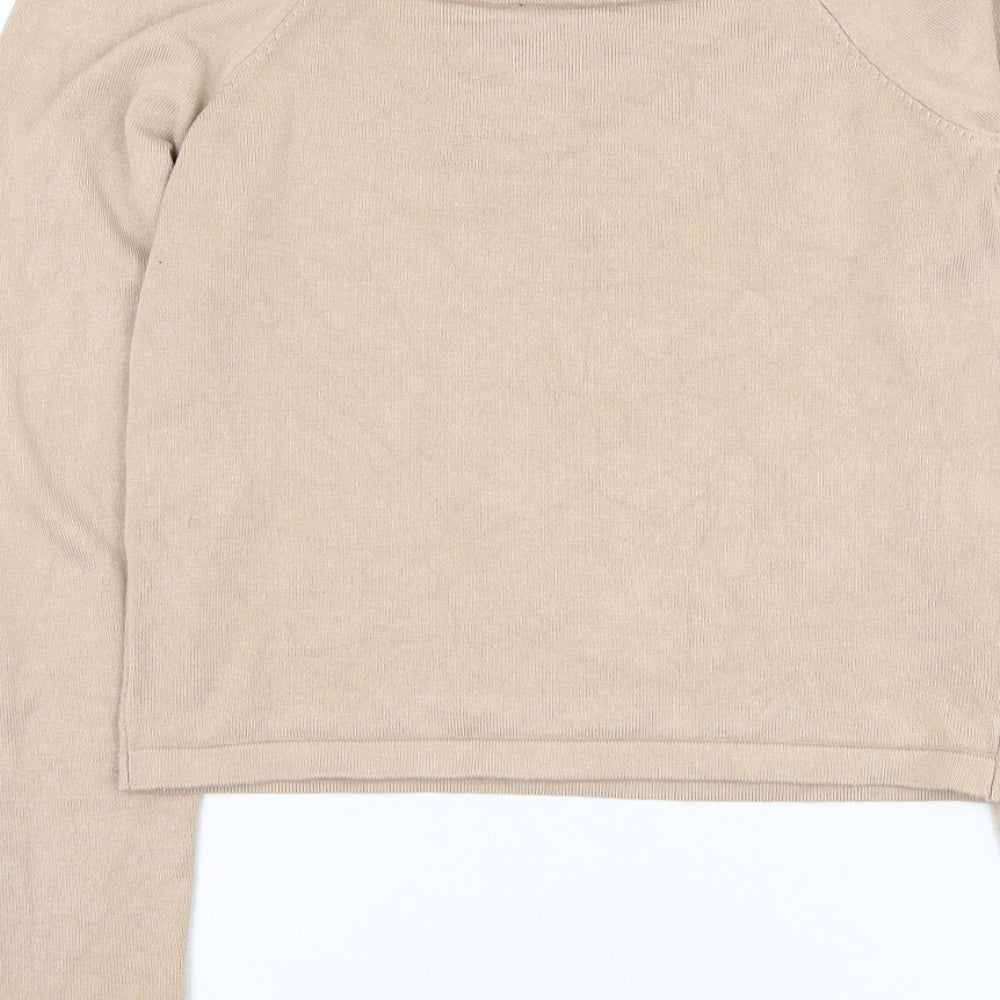New Look Womens Brown Polyester Basic Blouse Size M V-Neck