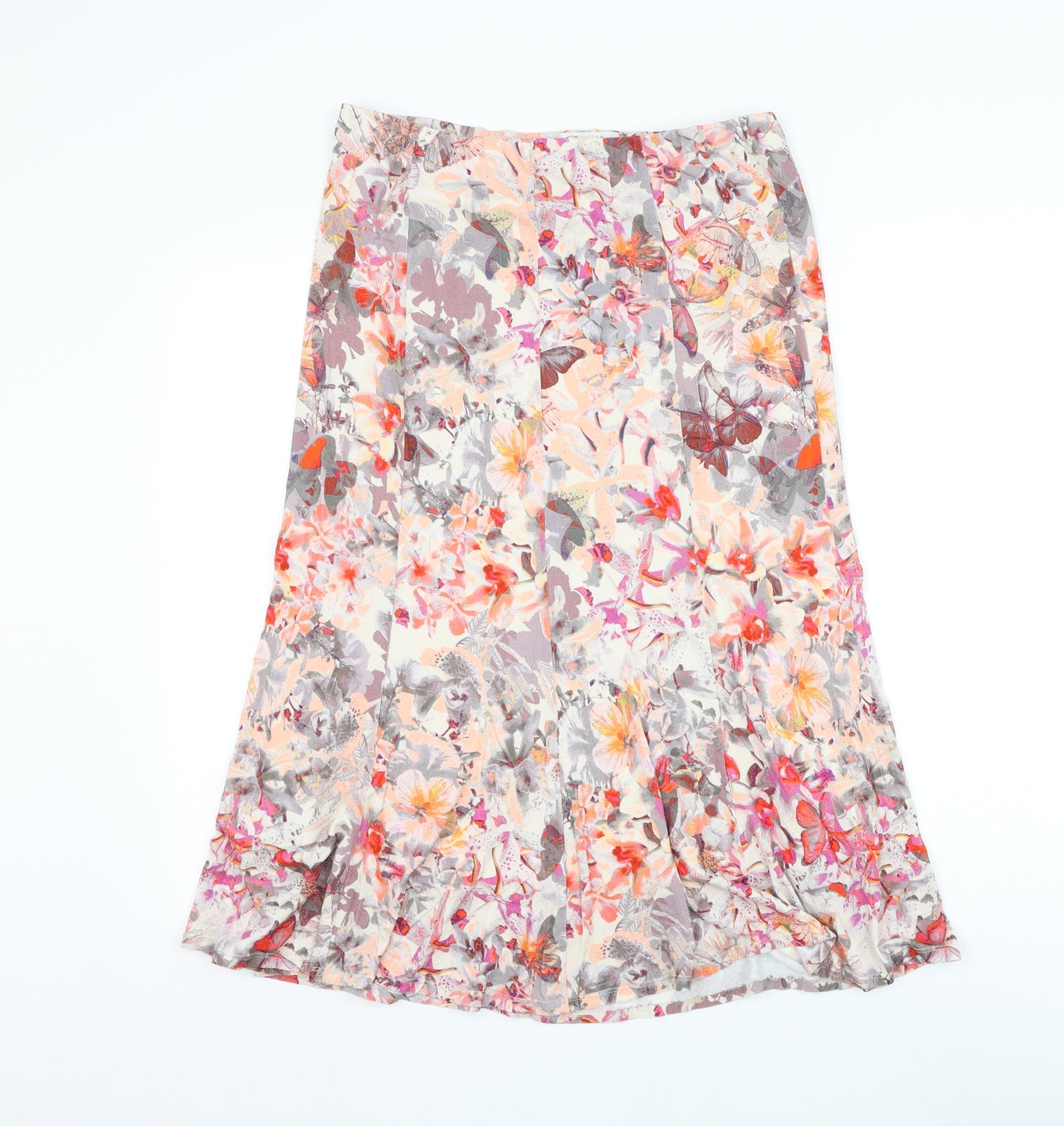 David Nieper Womens Multicoloured Floral Viscose Flare Skirt Size 14 - Butterfly
