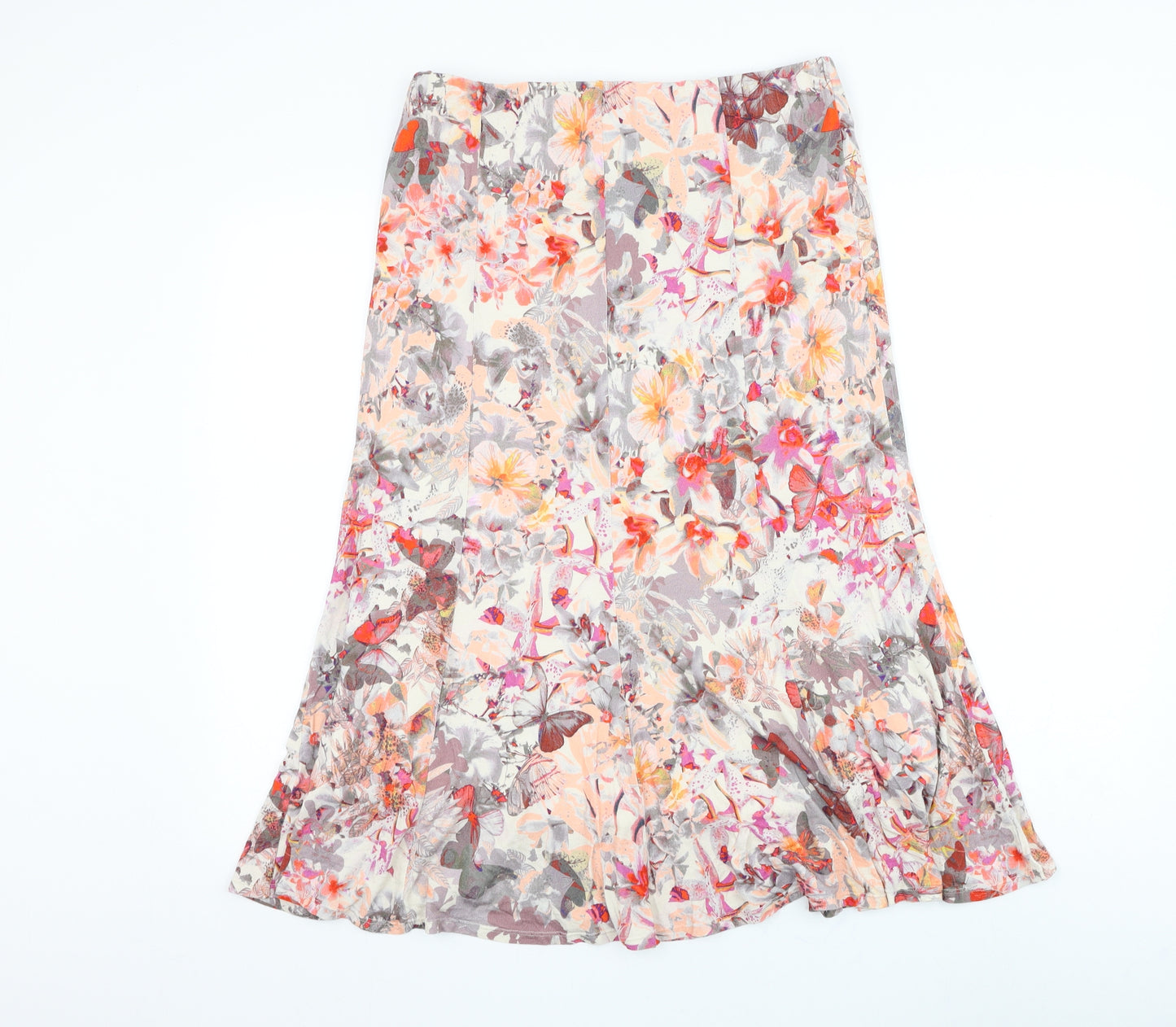 David Nieper Womens Multicoloured Floral Viscose Flare Skirt Size 14 - Butterfly