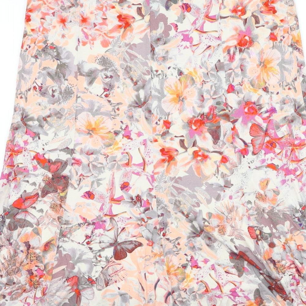 David Nieper Womens Multicoloured Floral Viscose Flare Skirt Size 14 - Butterfly