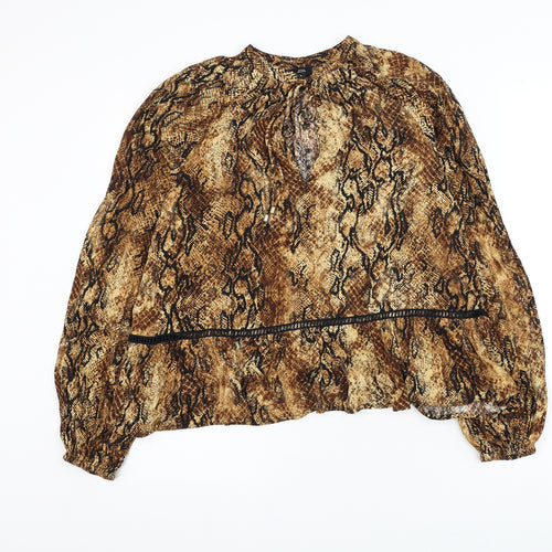 River Island Womens Brown Animal Print Polyester Basic Blouse Size 8 Round Neck - Snake Skin Print