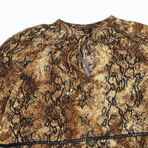 River Island Womens Brown Animal Print Polyester Basic Blouse Size 8 Round Neck - Snake Skin Print