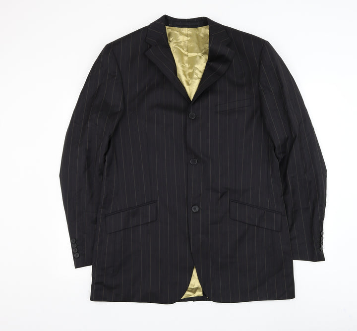 Dantoni Mens Black Striped Wool Jacket Suit Jacket Size 42