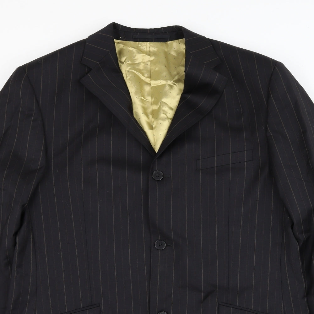 Dantoni Mens Black Striped Wool Jacket Suit Jacket Size 42
