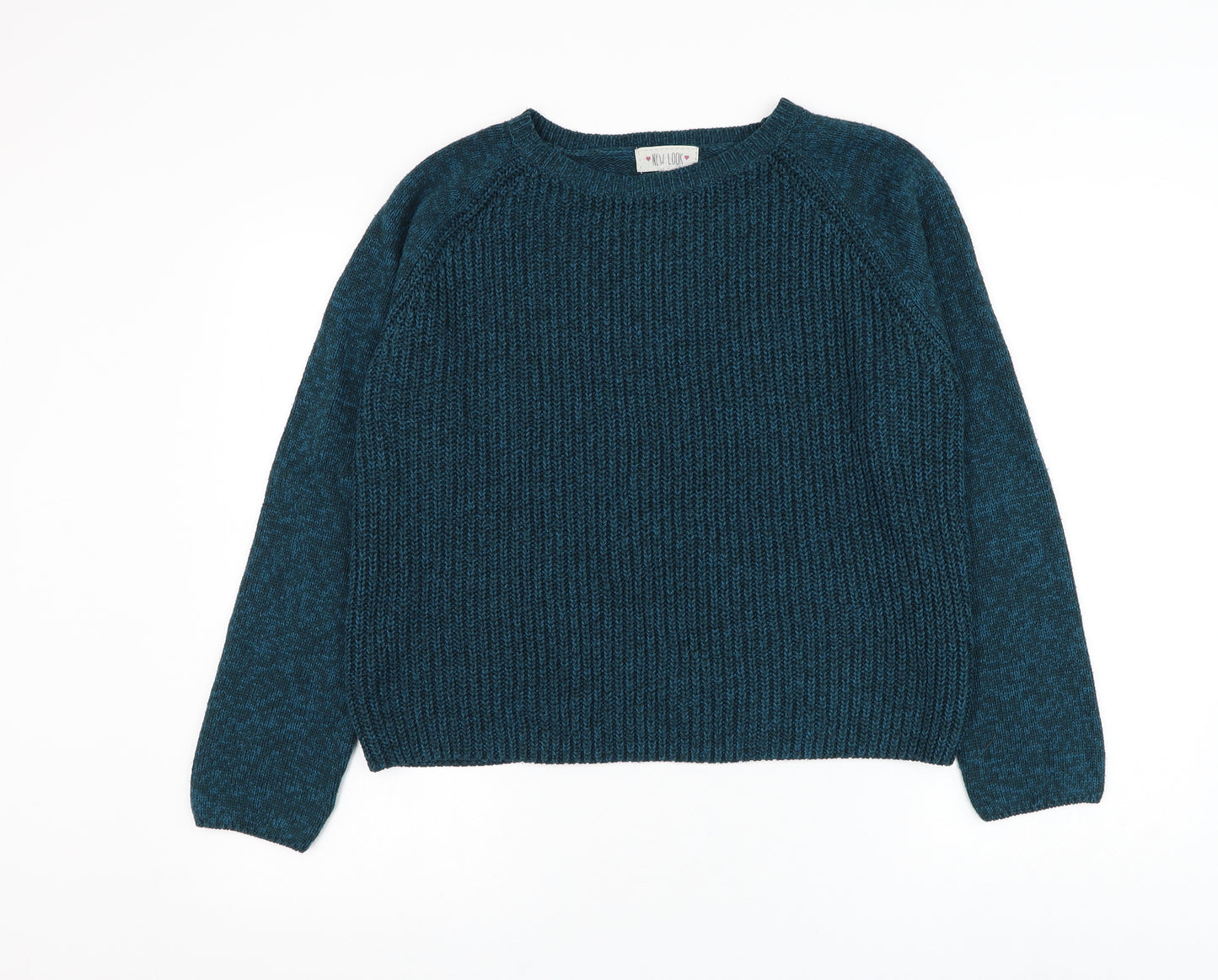 New Look Womens Blue Round Neck Cotton Pullover Jumper Size 14