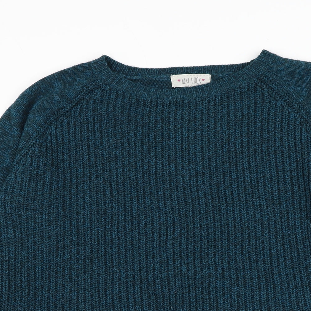 New Look Womens Blue Round Neck Cotton Pullover Jumper Size 14