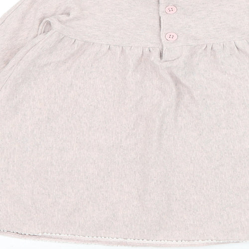 mamas & papas Girls Pink Cotton Jumper Dress Size 6-9 Months Round Neck Button