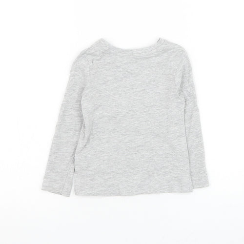 Dunnes Stores Girls Grey Cotton Basic T-Shirt Size 2-3 Years Round Neck Pullover - Unicorn