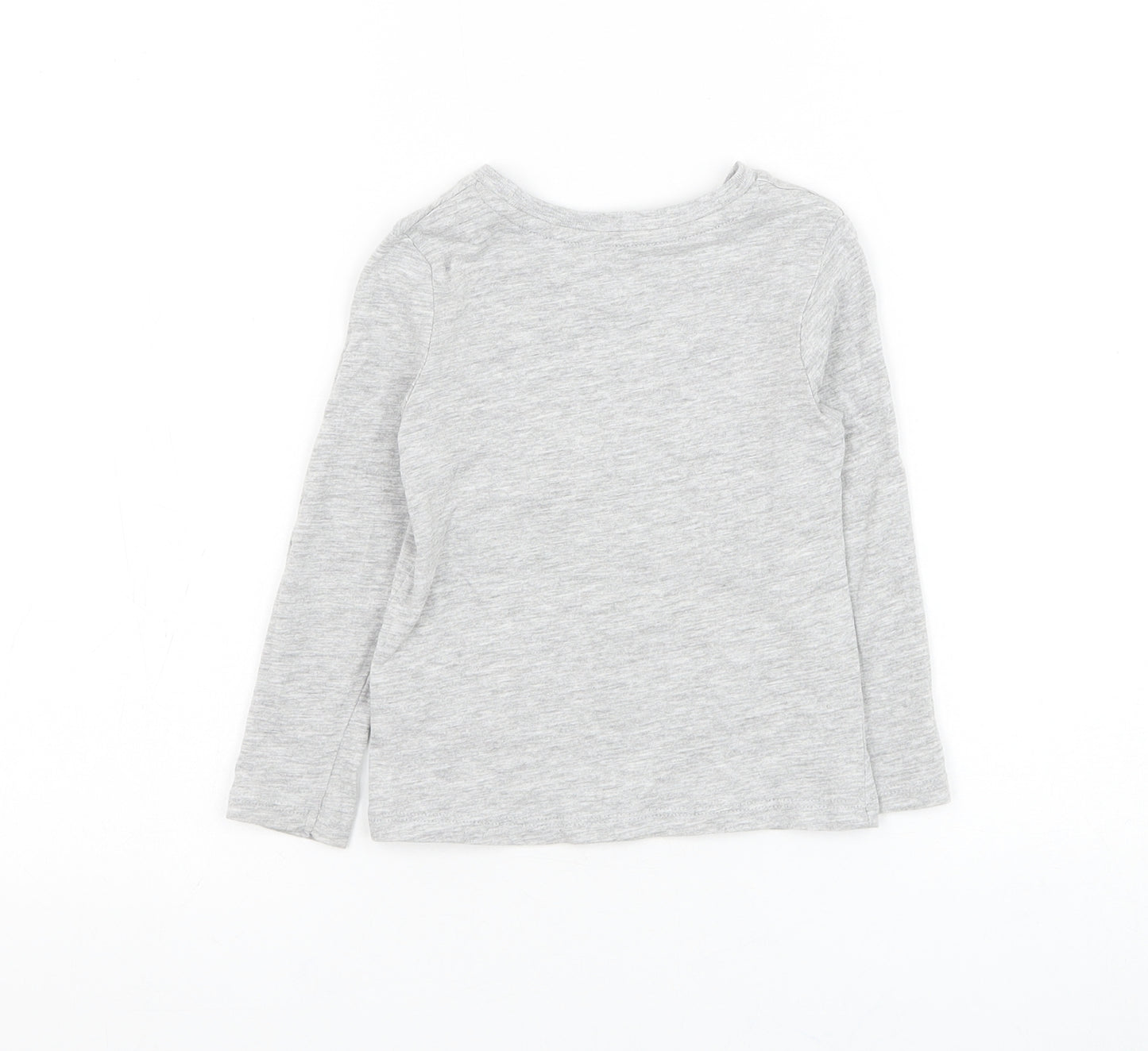 Dunnes Stores Girls Grey Cotton Basic T-Shirt Size 2-3 Years Round Neck Pullover - Unicorn