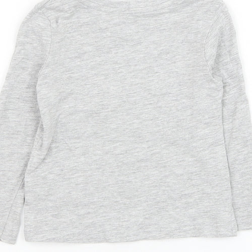 Dunnes Stores Girls Grey Cotton Basic T-Shirt Size 2-3 Years Round Neck Pullover - Unicorn