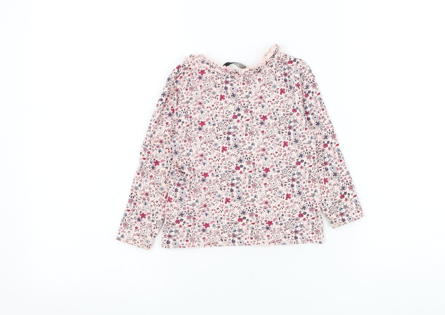 George Girls Pink Floral Cotton Basic T-Shirt Size 18-24 Months Round Neck Pullover