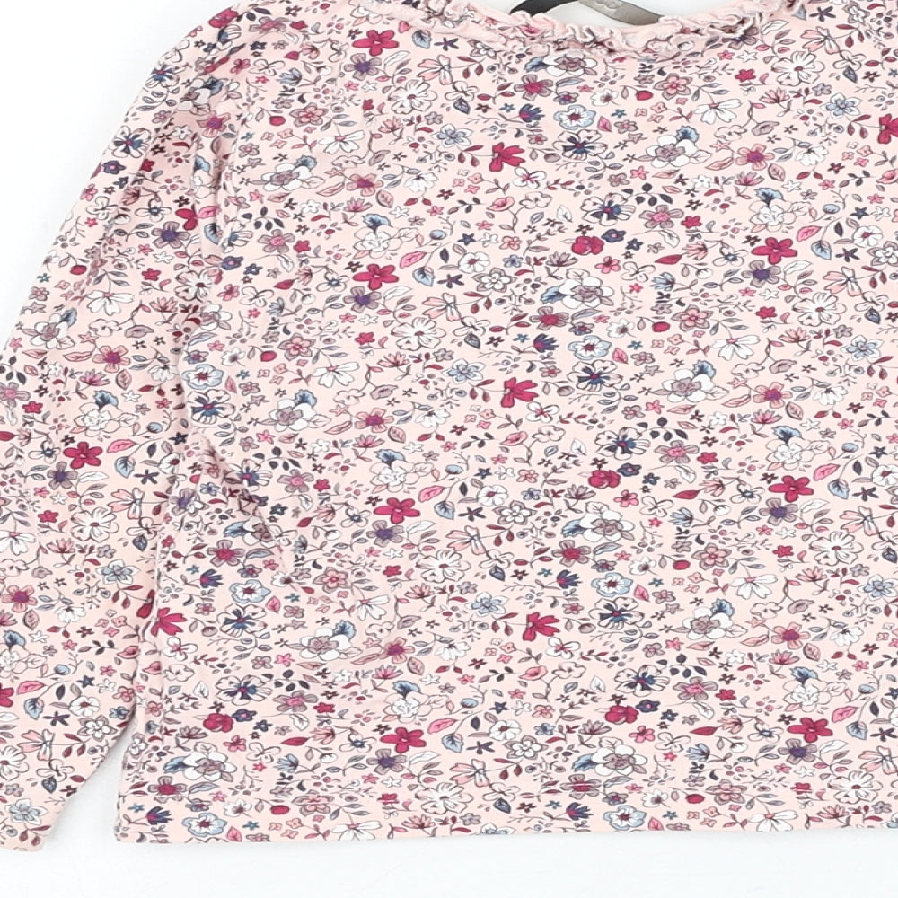 George Girls Pink Floral Cotton Basic T-Shirt Size 18-24 Months Round Neck Pullover