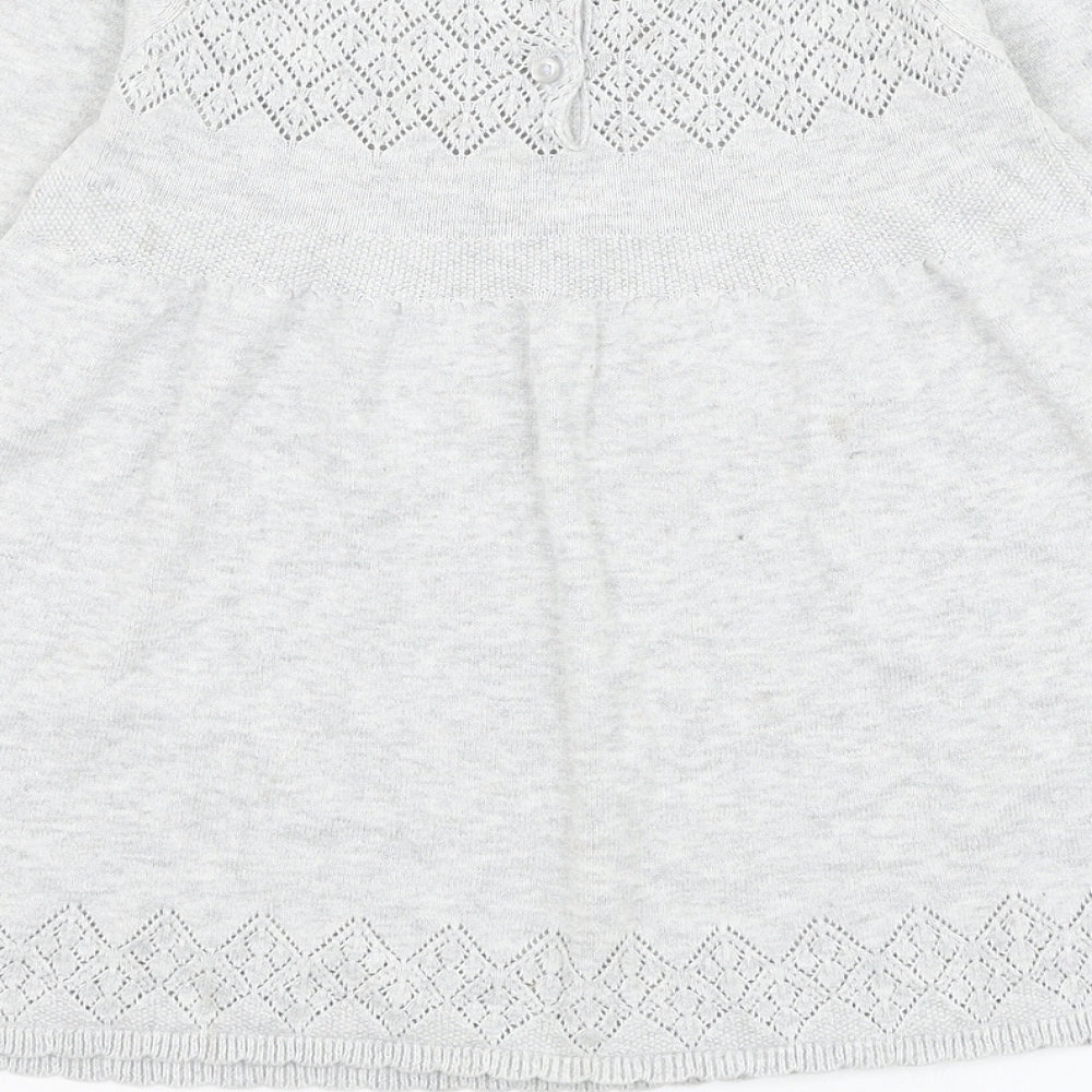 Matalan Girls Grey Cotton Jumper Dress Size 12-18 Months Round Neck Bu –  Preworn