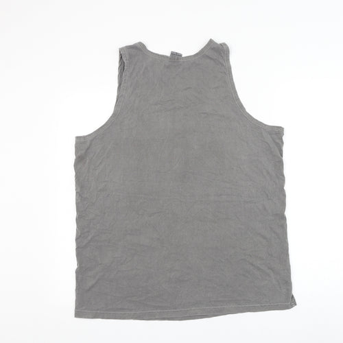 Preworn Mens Grey Cotton T-Shirt Size L Round Neck - Miami South Beach Tank