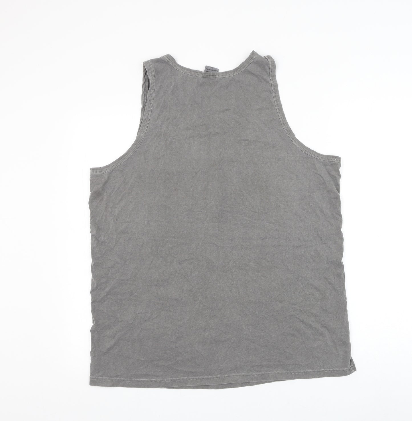 Preworn Mens Grey Cotton T-Shirt Size L Round Neck - Miami South Beach Tank