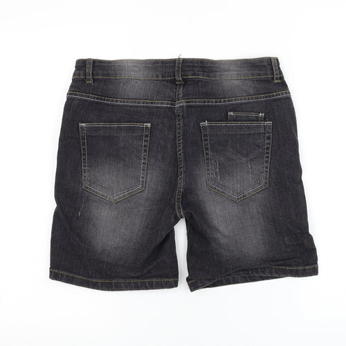 West Ace Womens Grey Cotton Bermuda Shorts Size 8 L7 in Regular Zip - Distressed
