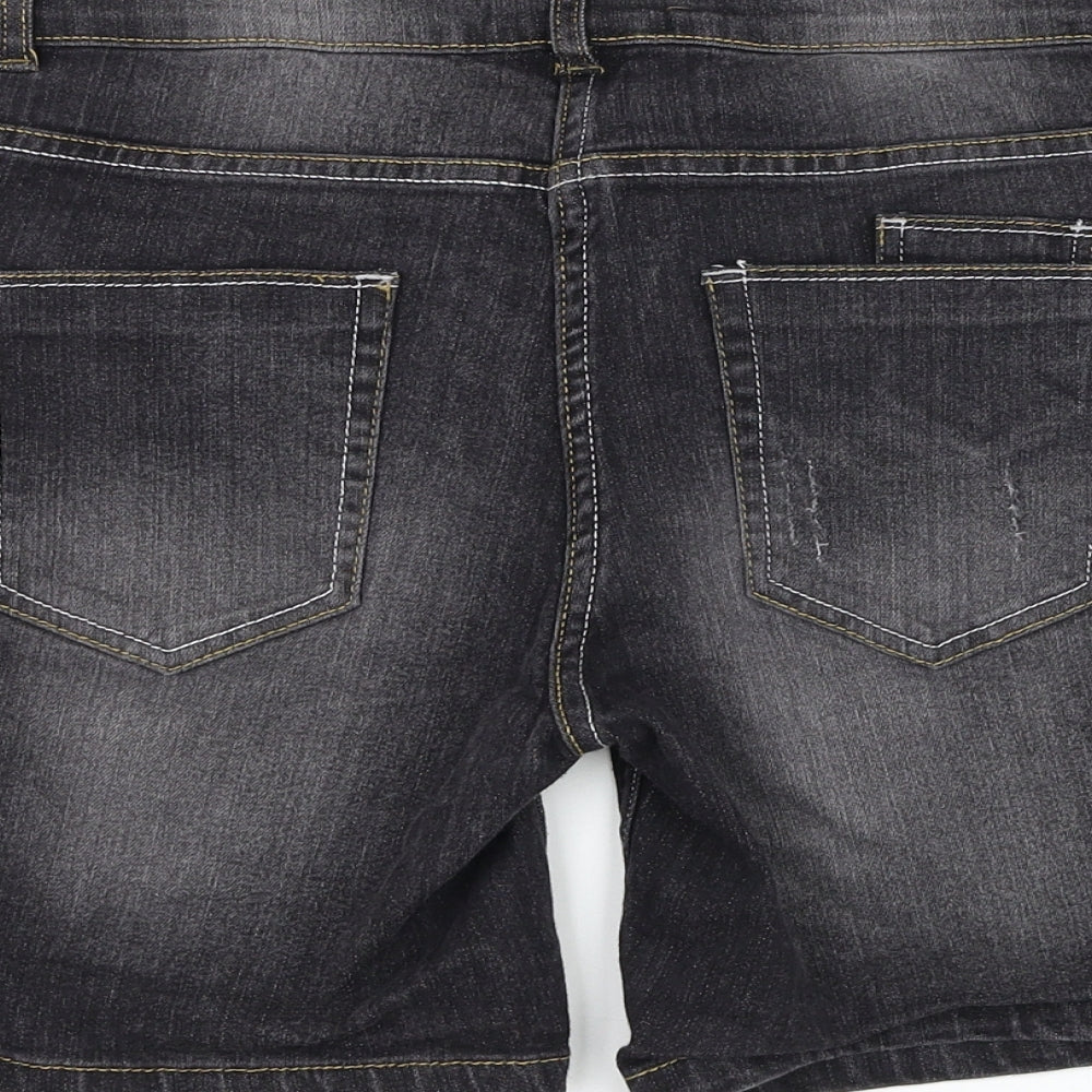 West Ace Womens Grey Cotton Bermuda Shorts Size 8 L7 in Regular Zip - Distressed