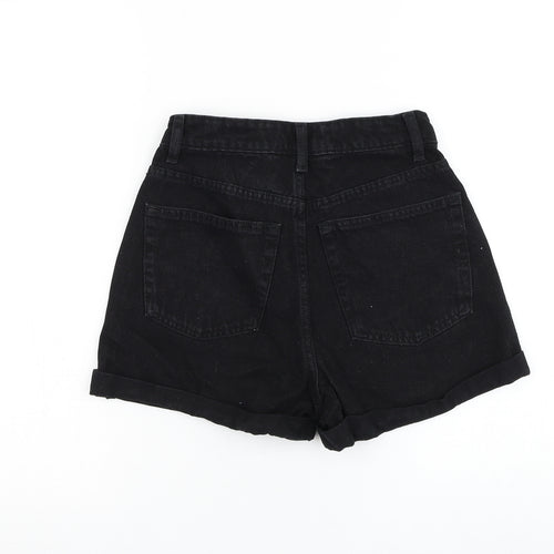 Primark Womens Black Cotton Mom Shorts Size 6 L3 in Regular Zip