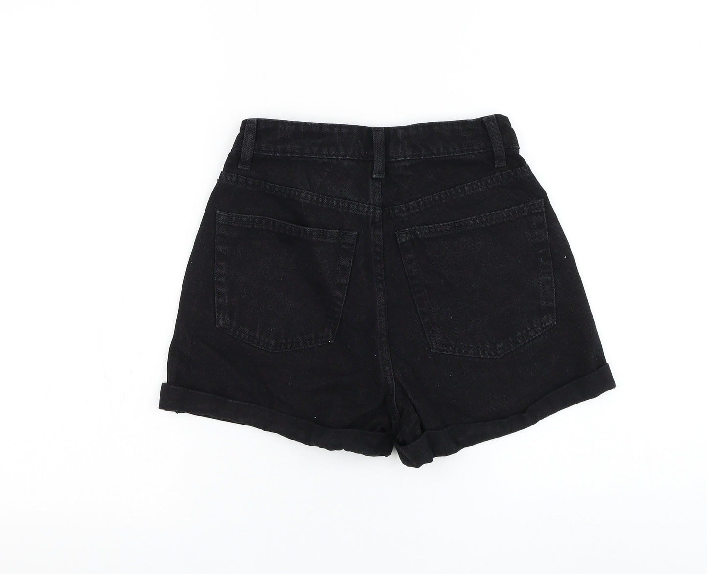 Primark Womens Black Cotton Mom Shorts Size 6 L3 in Regular Zip