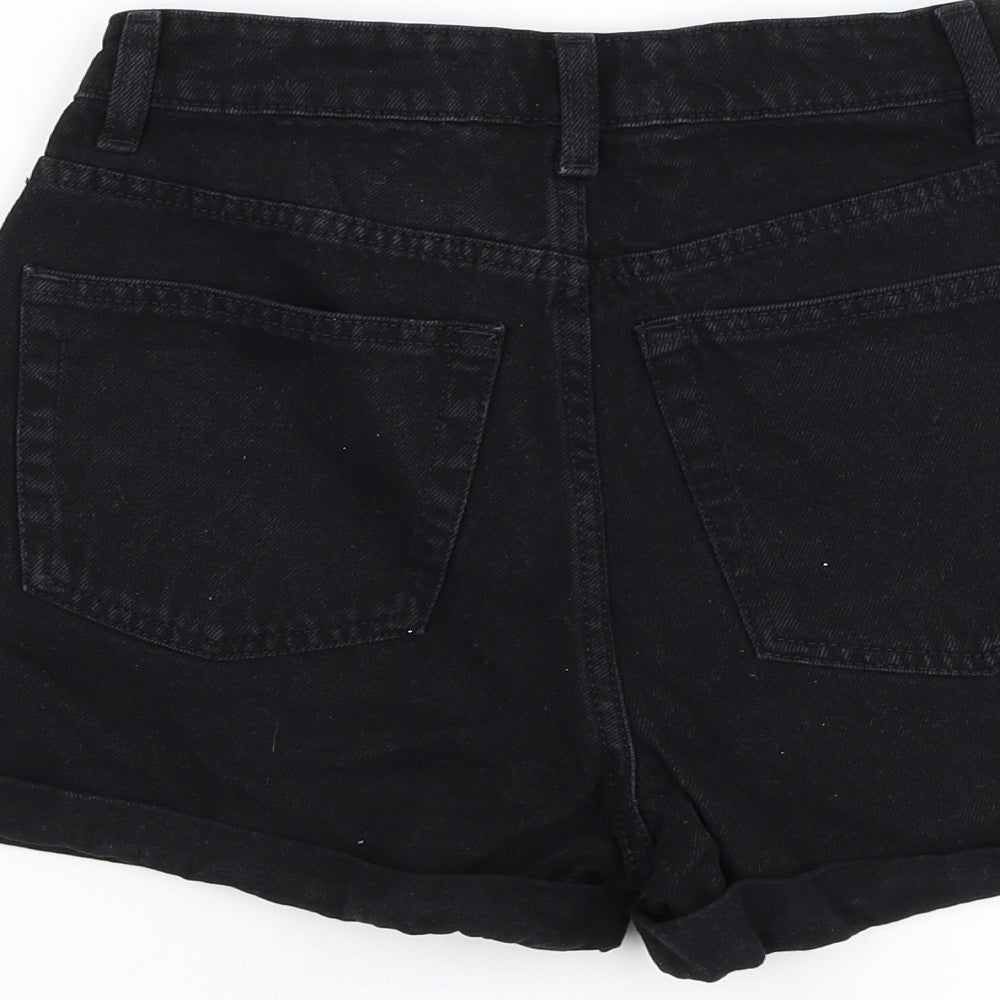 Primark Womens Black Cotton Mom Shorts Size 6 L3 in Regular Zip